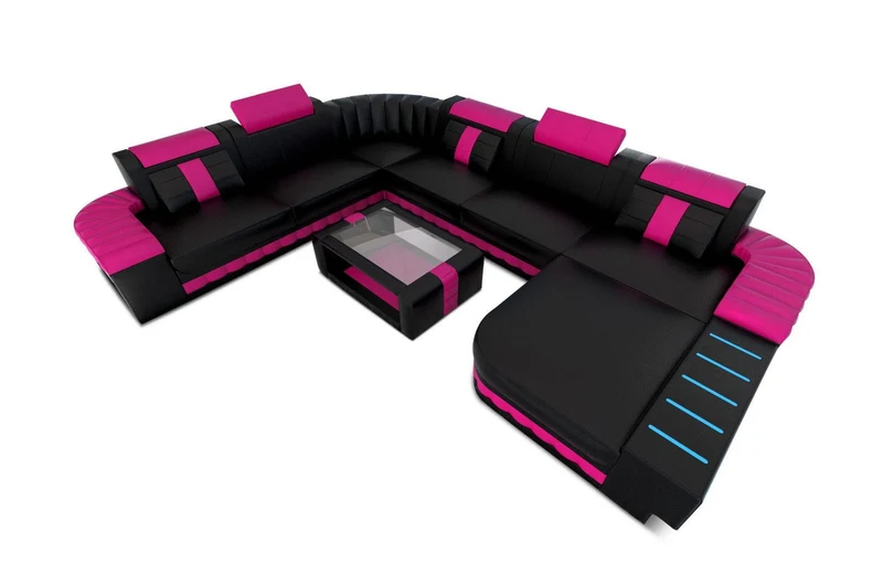 XXL Wohnlandschaft Bellagio U-Form aus Leder