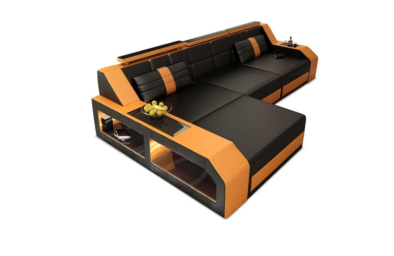 Couch Arezzo L-Form in Leder