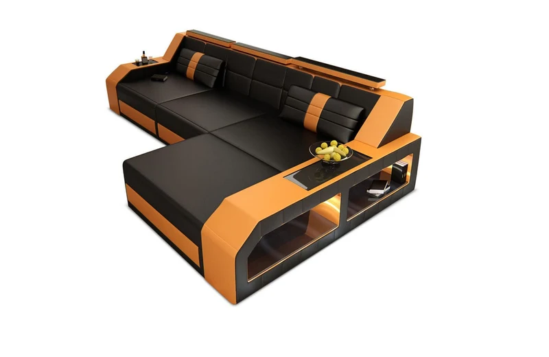 Couch Arezzo L-Form in Leder