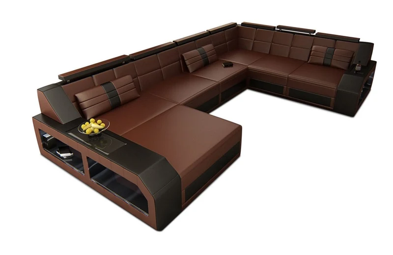 XXL Wohnlandschaft Matera U-Form aus Leder