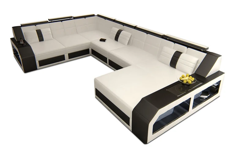XXL Wohnlandschaft Matera U-Form aus Leder