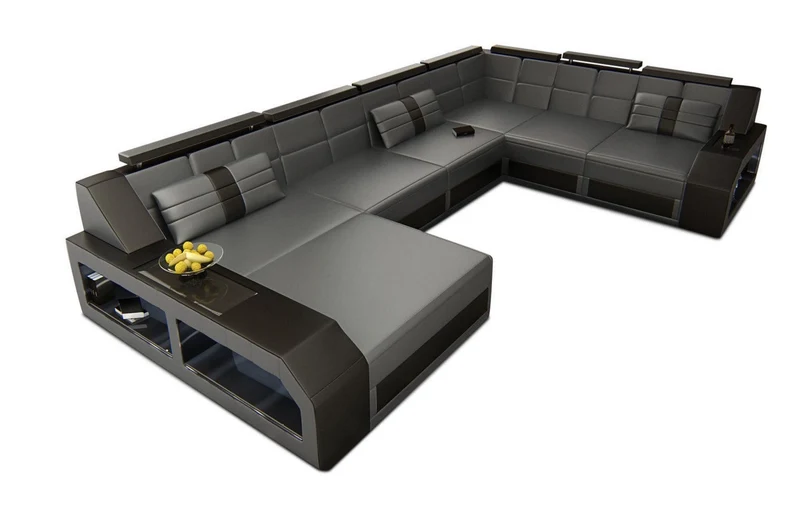 XXL Wohnlandschaft Matera U-Form aus Leder