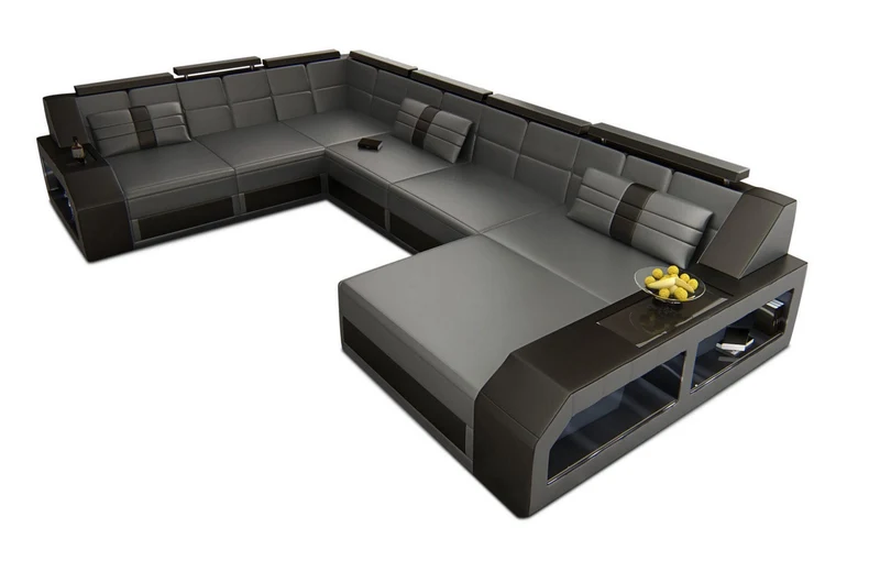 XXL Wohnlandschaft Matera U-Form aus Leder