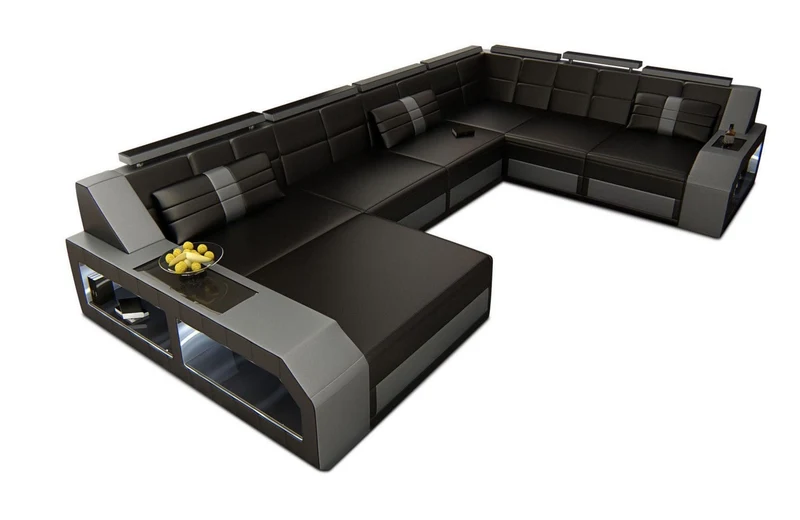XXL Wohnlandschaft Matera U-Form aus Leder