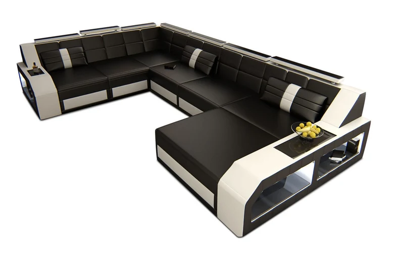 XXL Wohnlandschaft Matera U-Form aus Leder