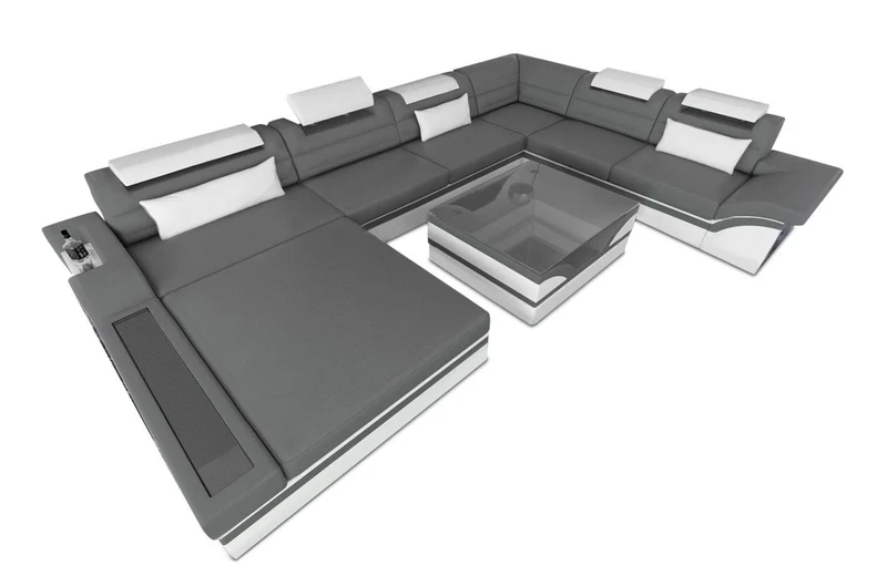 XXL Wohnlandschaft Mezzo U-Form in Leder