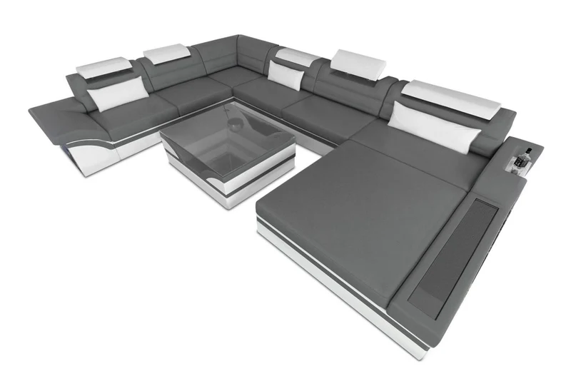 XXL Wohnlandschaft Mezzo U-Form in Leder
