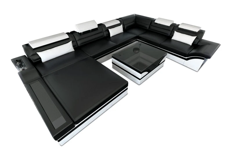 XXL Wohnlandschaft Mezzo U-Form in Leder