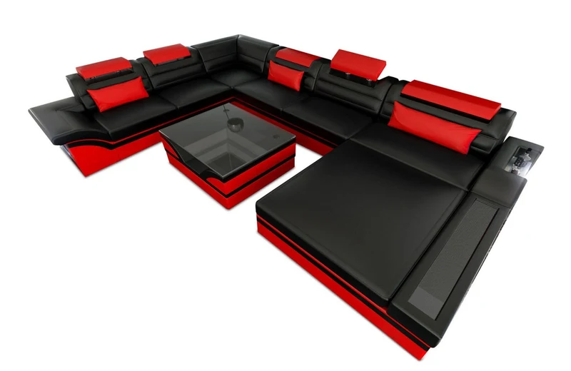XXL Wohnlandschaft Mezzo U-Form in Leder