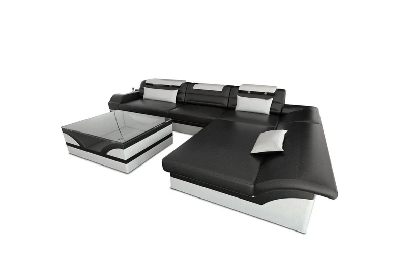 Couch Monza L-Form in Leder