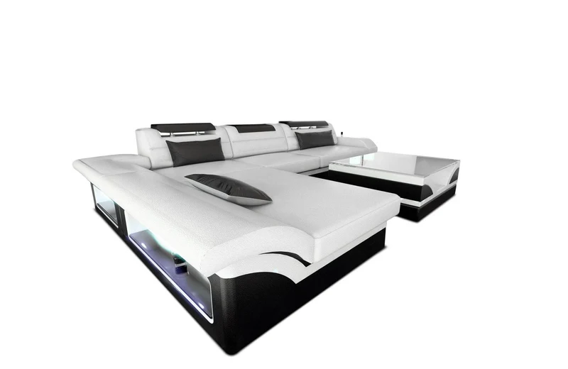 Couch Monza L-Form in Leder