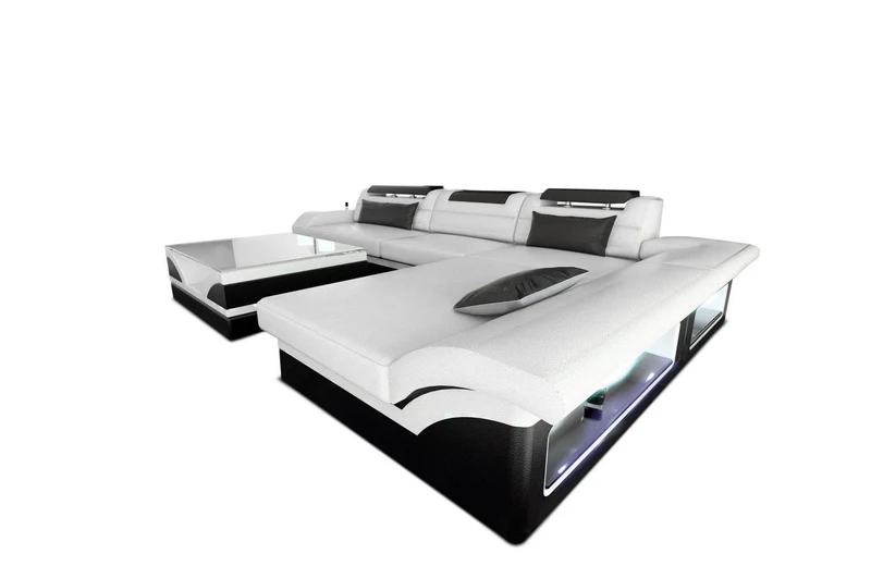 Couch Monza L-Form in Leder