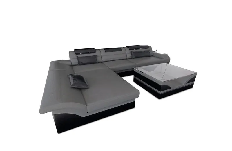 Couch Monza L-Form in Leder