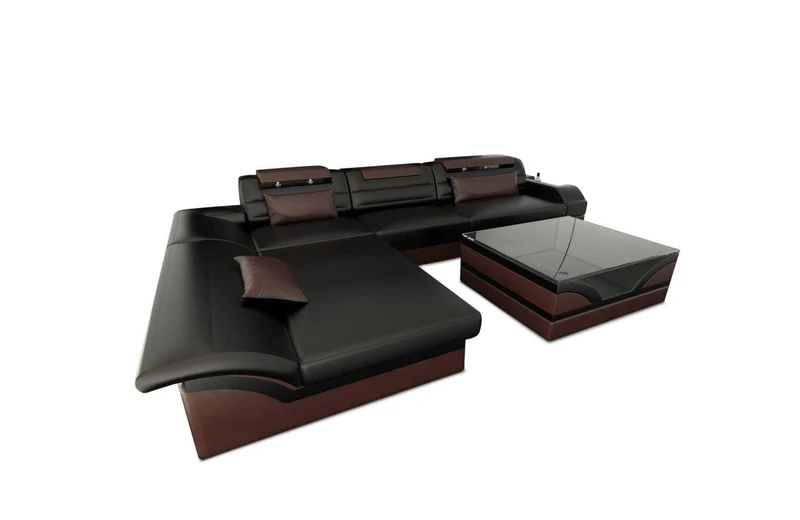 Couch Monza L-Form in Leder