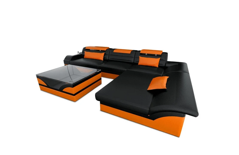 Couch Monza L-Form in Leder