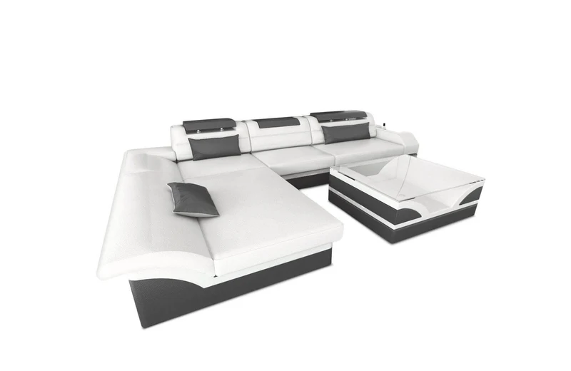Couch Monza L-Form in Leder