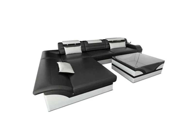 Couch Monza L-Form in Leder