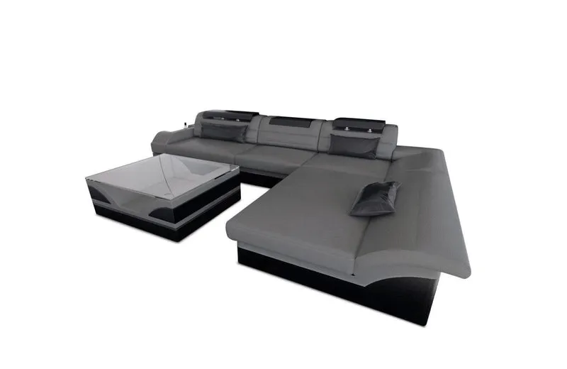 Couch Monza L-Form in Leder