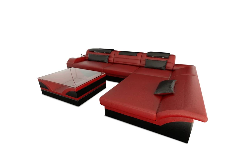 Couch Monza L-Form in Leder