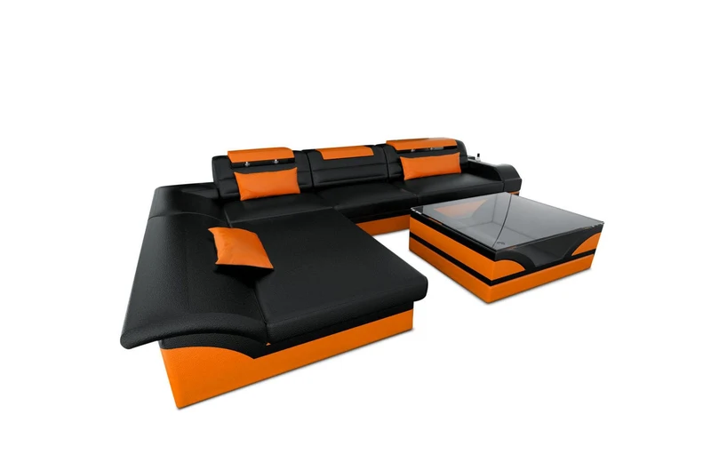 Couch Monza L-Form in Leder