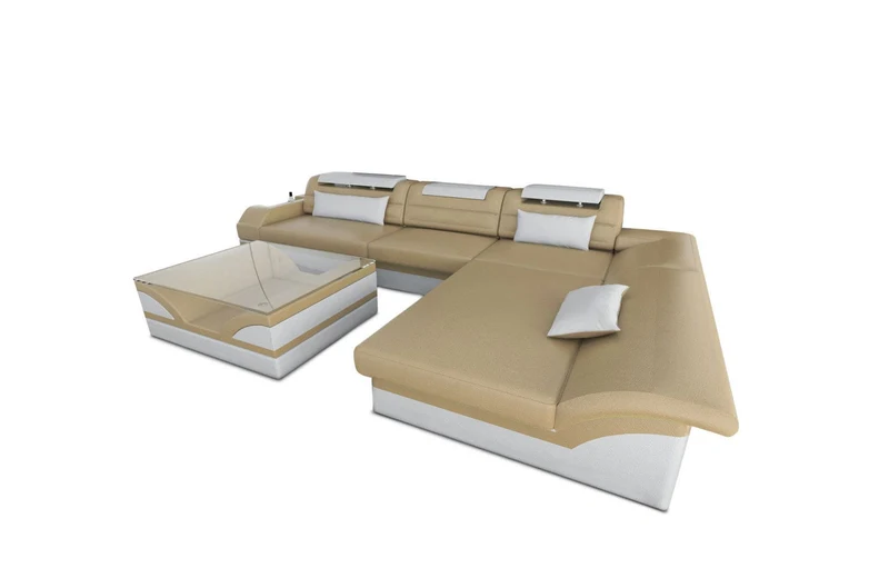 Couch Monza L-Form in Leder