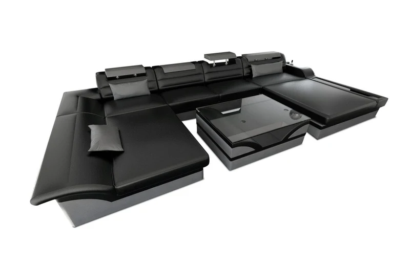 Wohnlandschaft Monza U-Form in Leder