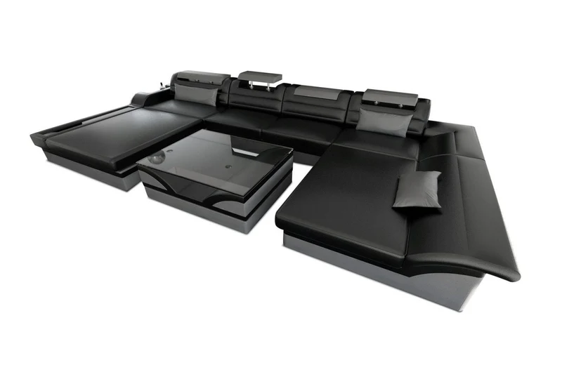 Wohnlandschaft Monza U-Form in Leder