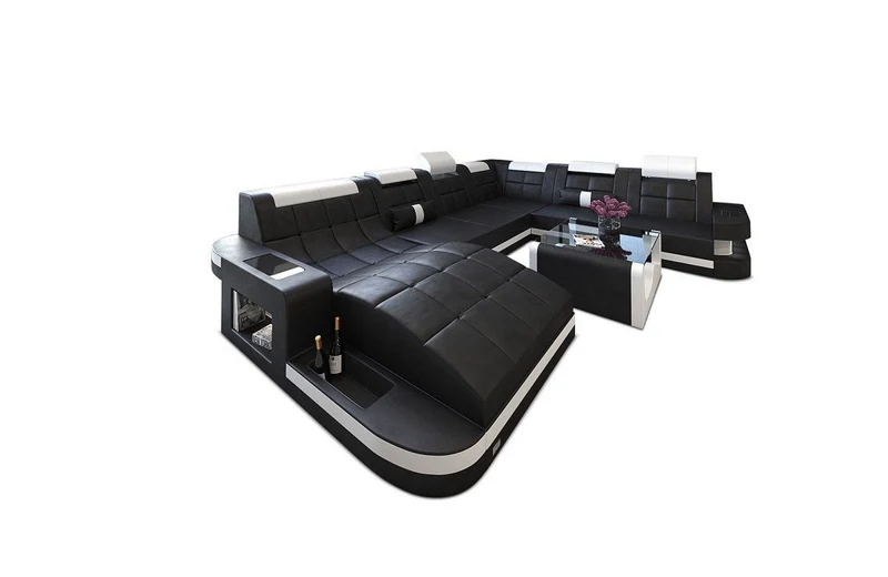 Wohnlandschaft Wave XXL U-Form in Leder
