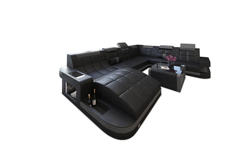 Wohnlandschaft Wave XXL U-Form in Leder