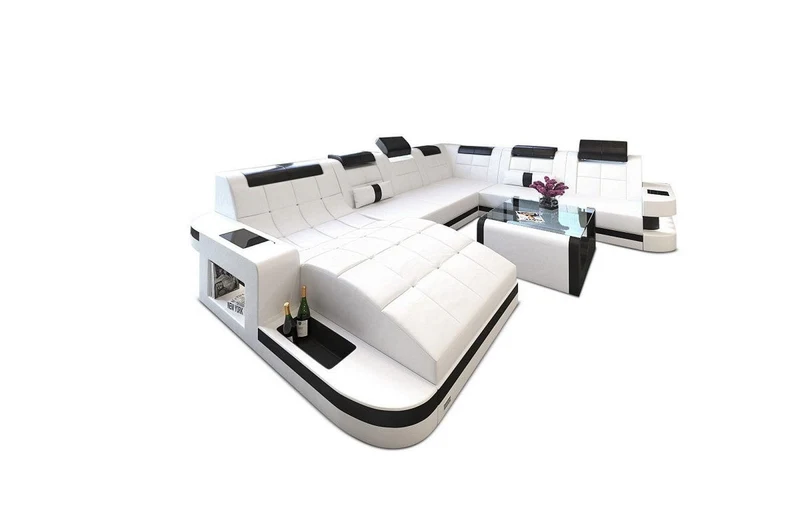 Wohnlandschaft Wave XXL U-Form in Leder