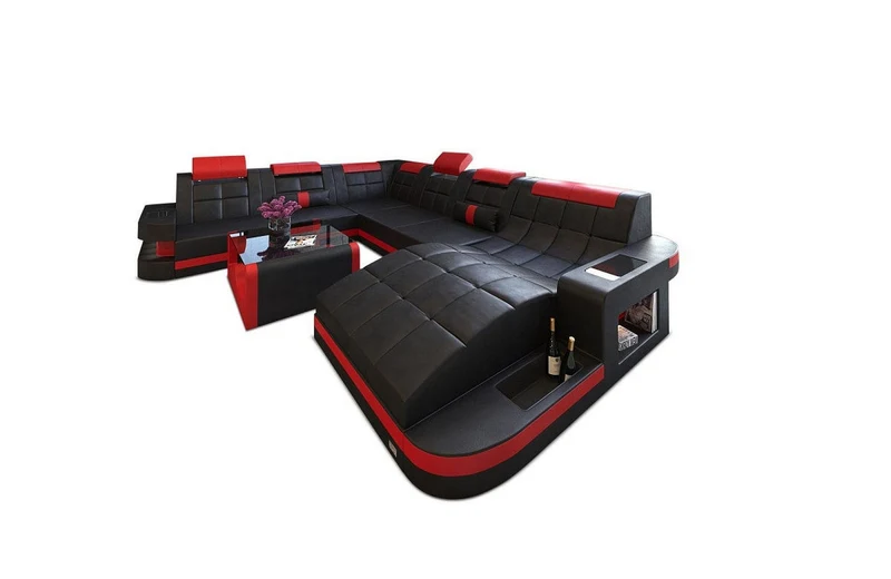 Wohnlandschaft Wave XXL U-Form in Leder
