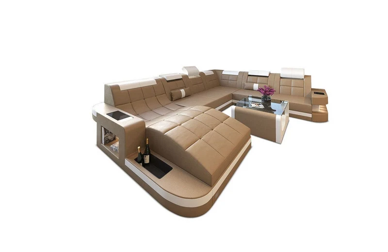 Wohnlandschaft Wave XXL U-Form in Leder