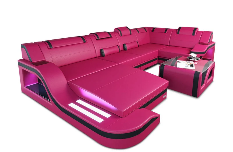 Wohnlandschaft Palermo U-Form in Leder