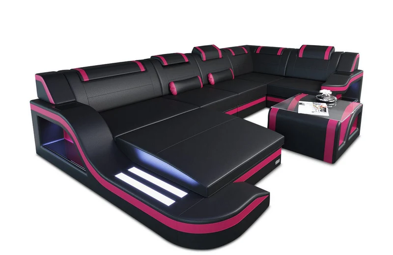 Wohnlandschaft Palermo U-Form in Leder