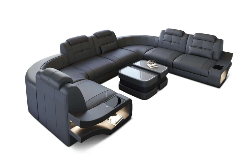 Sofa Elena Eleganz U-Form in Leder