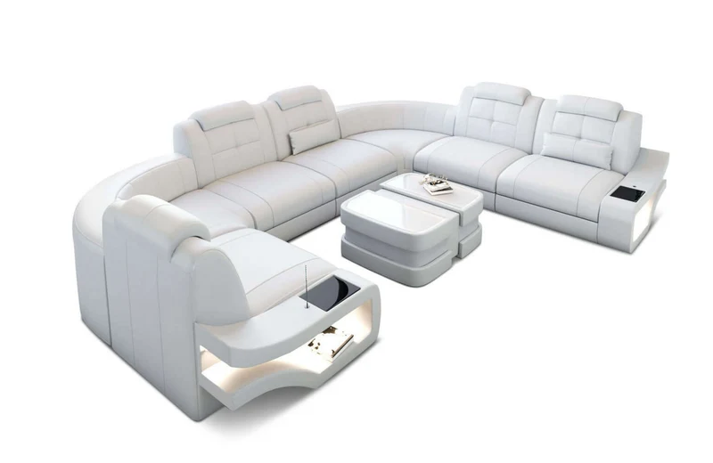 Sofa Elena Eleganz U-Form in Leder