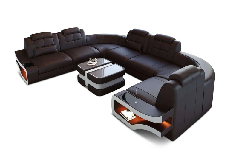 Sofa Elena Eleganz U-Form in Leder