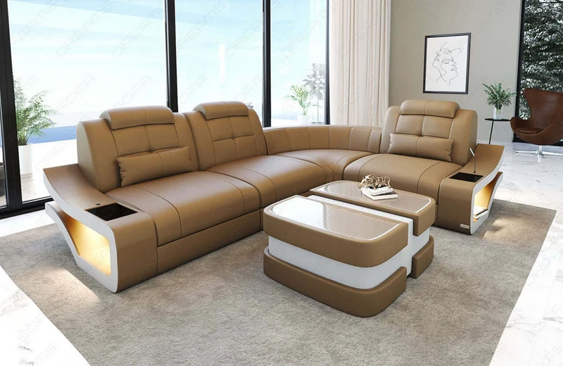 Ecksofa Elena Eleganz L-Form aus Leder