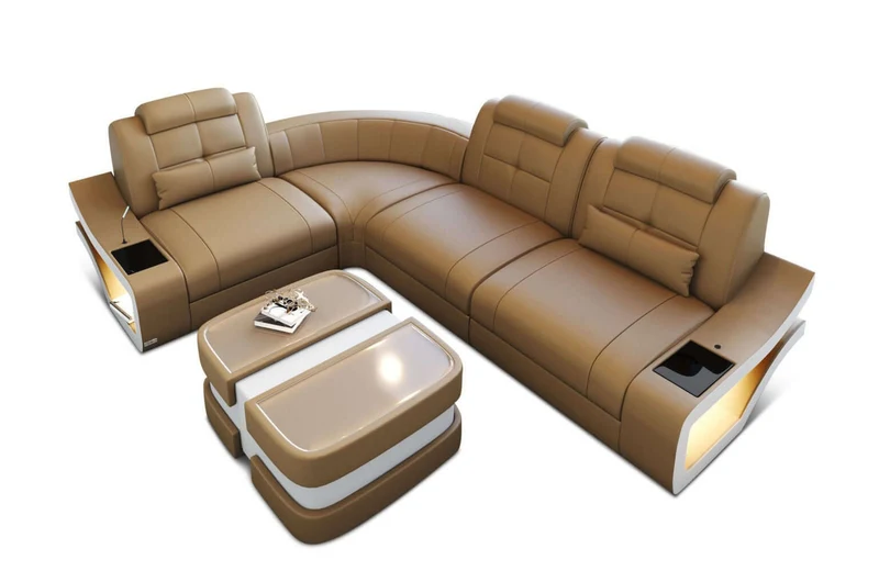 Ecksofa Elena Eleganz L-Form aus Leder