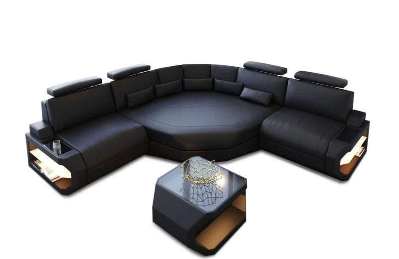 Mini Ecksofa Asti Kompakt L-Form in Leder