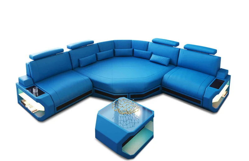 Mini Ecksofa Asti Kompakt L-Form in Leder
