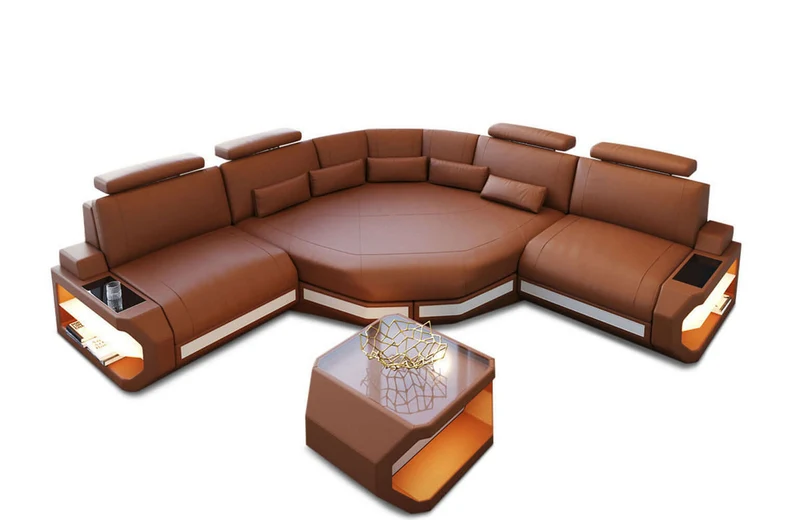 Mini Ecksofa Asti Kompakt L-Form in Leder
