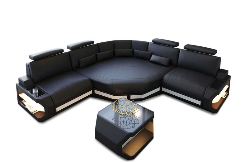 Mini Ecksofa Asti Kompakt L-Form in Leder