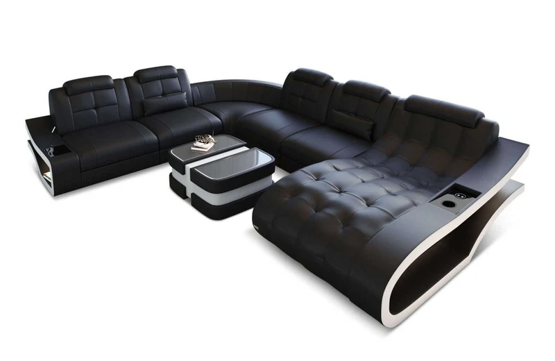 Leder Wohnlandschaft Elegante XXL U-Form