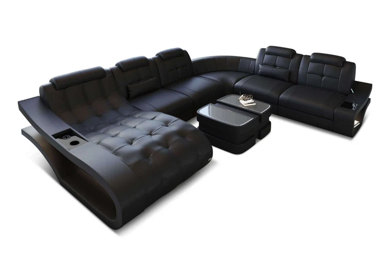 Leder Wohnlandschaft Elegante XXL U-Form