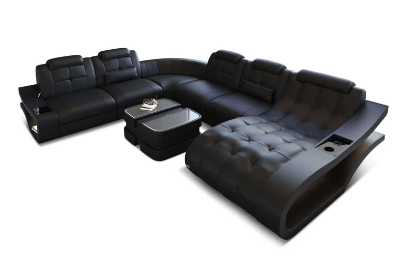 Leder Wohnlandschaft Elegante XXL U-Form