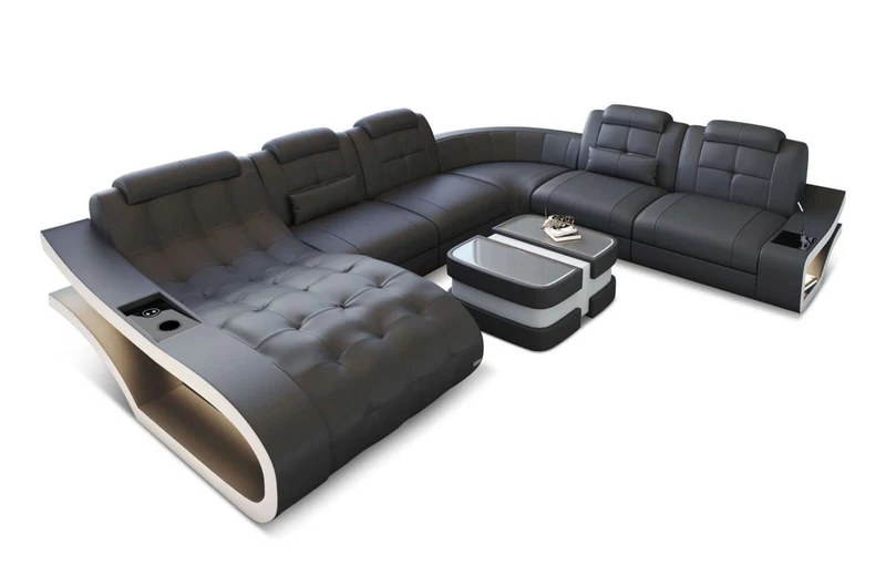 Leder Wohnlandschaft Elegante XXL U-Form