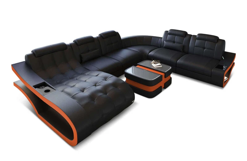 Leder Wohnlandschaft Elegante XXL U-Form