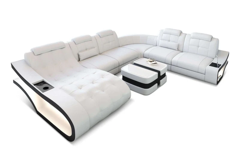 Leder Wohnlandschaft Elegante XXL U-Form