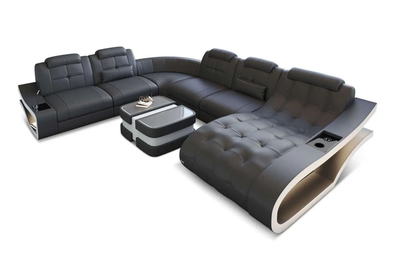 Leder Wohnlandschaft Elegante XXL U-Form